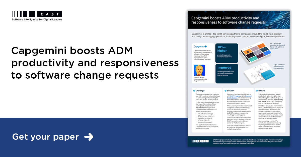 Capgemini boosts ADM productivity and responsiveness to software change
